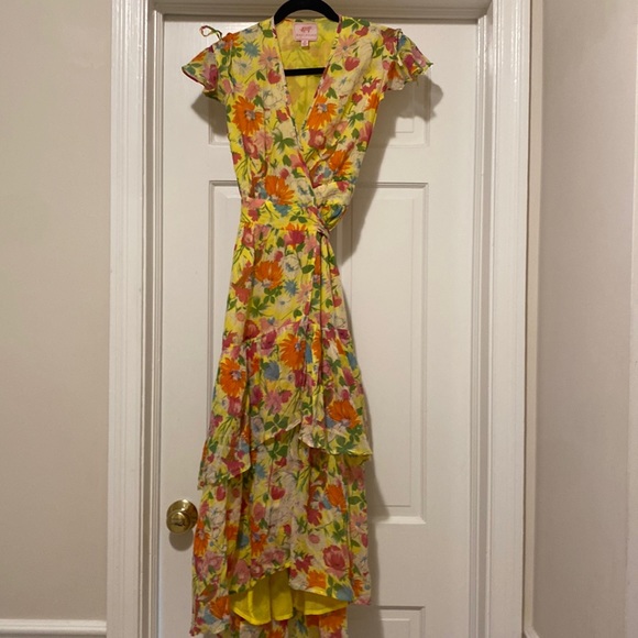 Dresses | Banjanan Yellow Floral Wrap Dress | Poshmark